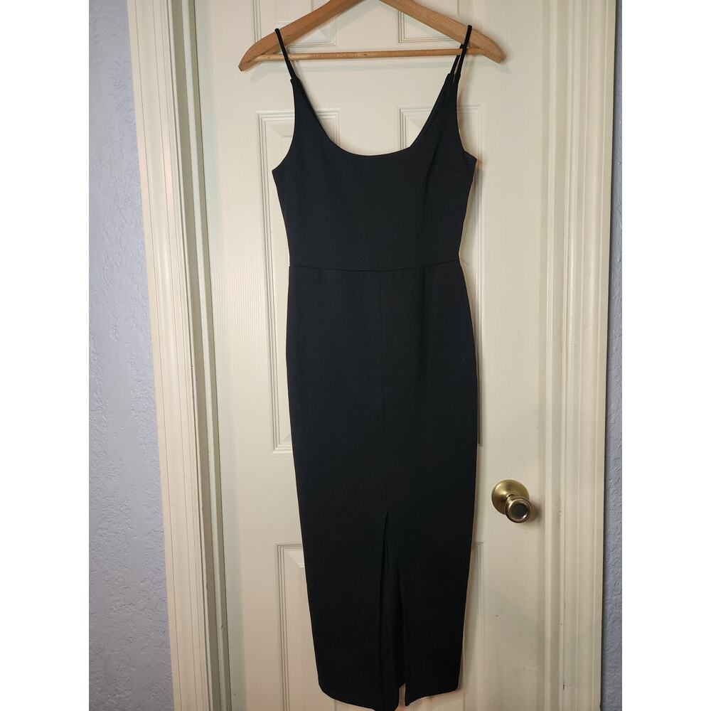 Windsor Black Strapless Midi Dress with Front Slit